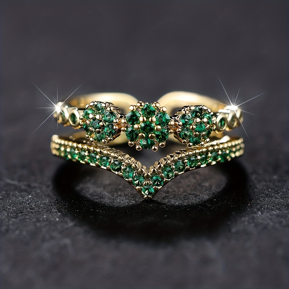 Royal Style Zirconia Double Layer Cuff Ring